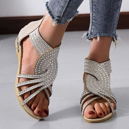 

Homedles Sandals Women- Flat Casual Summer Gift for Women Comfortable Open toe Women Sandals Beige 36
