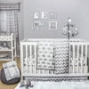 The Peanut Shell 3 Piece Baby Crib Bedding Set - Grey Elephant and Zig Zag Prints - 100% Cotton Quilt, Crib Skirt and Sheet