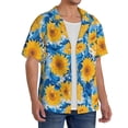 thumbnail image 2 of Sikiie Blue Ocean Wave Sunflower Men's Wrinkle Free Untucked Cuban Shirt Business Casual Button Down Shirts Short Sleeve ShirtX-Large, 2 of 5