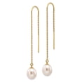 thumbnail image 2 of 14K Yellow Gold Earring Drop & Dangle Women'S 7-8Mm White Rice Freshwater Cultured Pearl Threader Earrings, 2 of 3