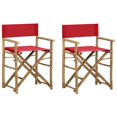 thumbnail image 1 of vidaXL Chaises de Réalisateur Pliantes 2 Pcs Bambou Rouge et Tissu, 1 of 5