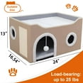 thumbnail image 2 of Loyareal Cat Houses for Indoor Cats - Large Cat Bed Cave with Scratch Pad and Fluffy Ball, Foldable Cat Condo Hideaway with Reversible Cushion for Multi Small Pet, Khaki C97, 2 of 3