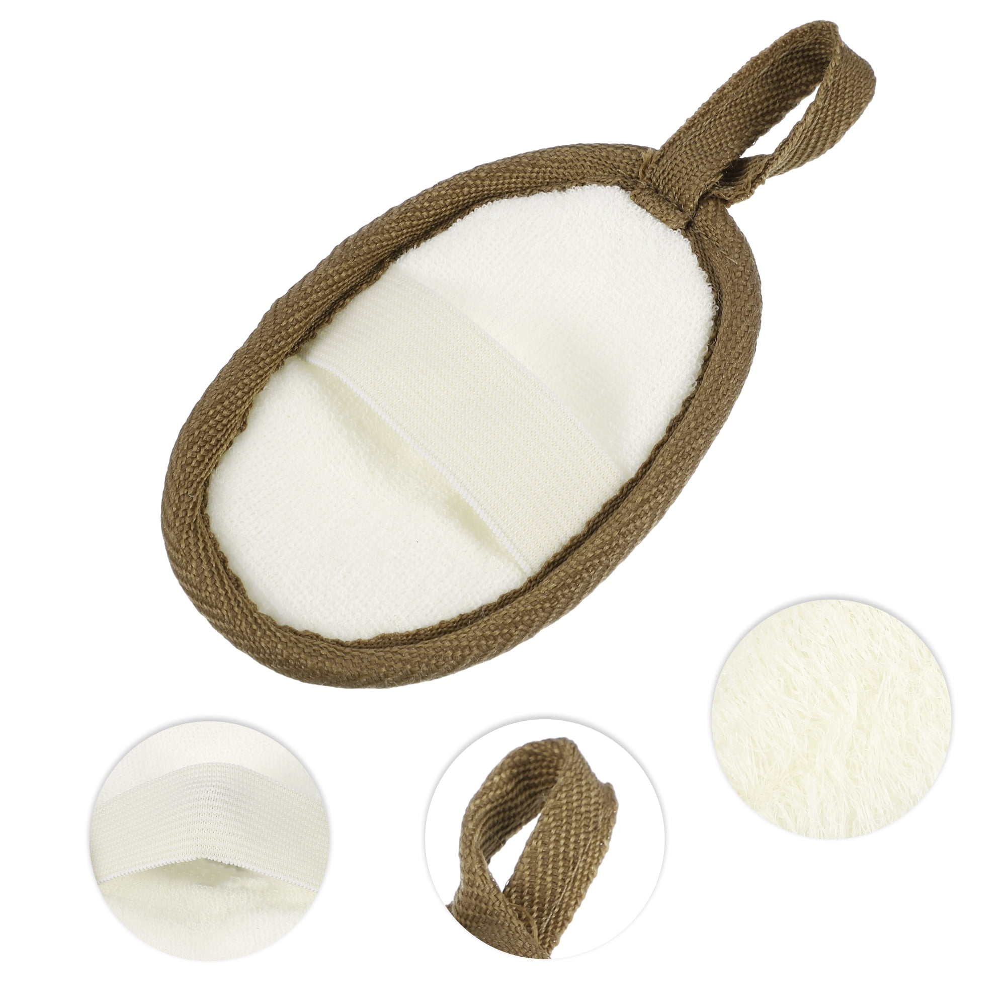 Unique Bargains 1 Pc Loofah Pad Brush Body Scrubber for Bathroom 5.12"x3.35" White