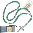 thumbnail image 3 of Tiger Eye Cross Necklace for Men & Women – Crystal Beaded Pendant, Gift Box with Two Cards & Leather Pouch, Fashion Jewelry, 3 of 6