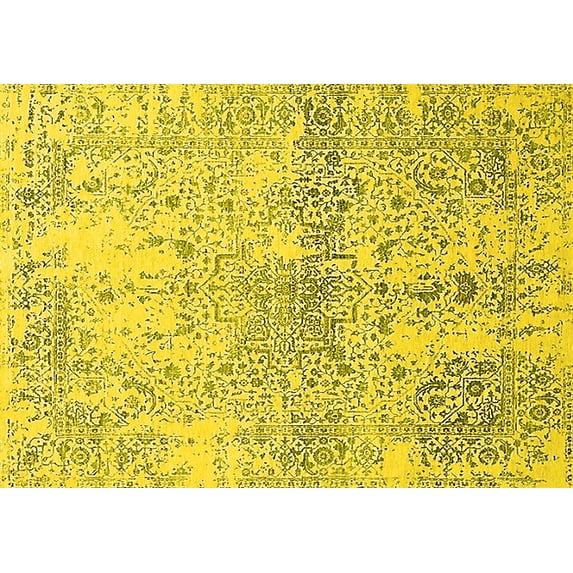 Ahgly Company Indoor Rectangle Oriental Yellow Industrial Area Rugs, 4' x 6'
