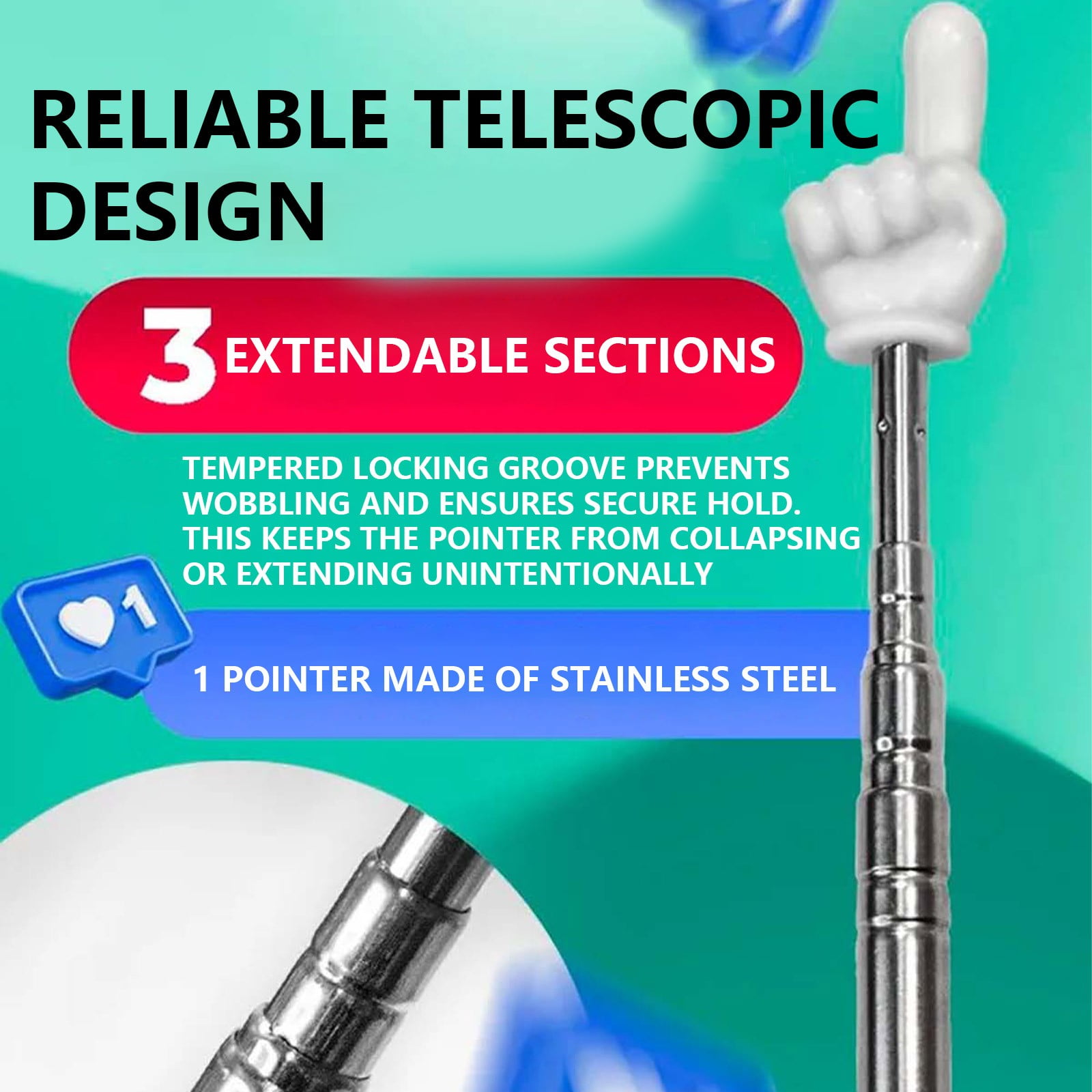 10 Pack Extendable Hand Pointers Presentation Pointers Telescopic Teacher Pointer Telescoping Pointer Stick For Finger Pointer 10 Pack Pointer Sticks 5 Colors