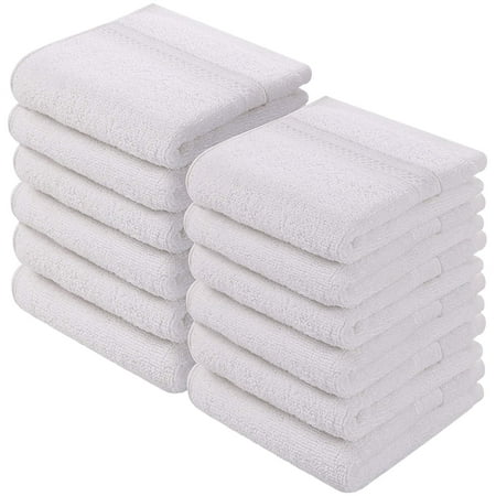 Fingertip Sports Towel - Beauty Threadz Premium 700 GSM Washcloths Towels Set 12 Pack, White , 12 x 12 Inches Multi-purpose Extra Soft Fingertip Towels, Highly Absorbent Face Cloths, Machine Washable Sport, and Workout Towels
