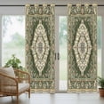 thumbnail image 4 of Green Boho Outdoor Curtains for Patio Waterproof,Windproof Privacy Curtains with Weighted Bottom,Chic Traditional Antique Geometric Rustic Outside Drapes for Picnic Garage Yard 54"x108" 2 Panel, 4 of 8