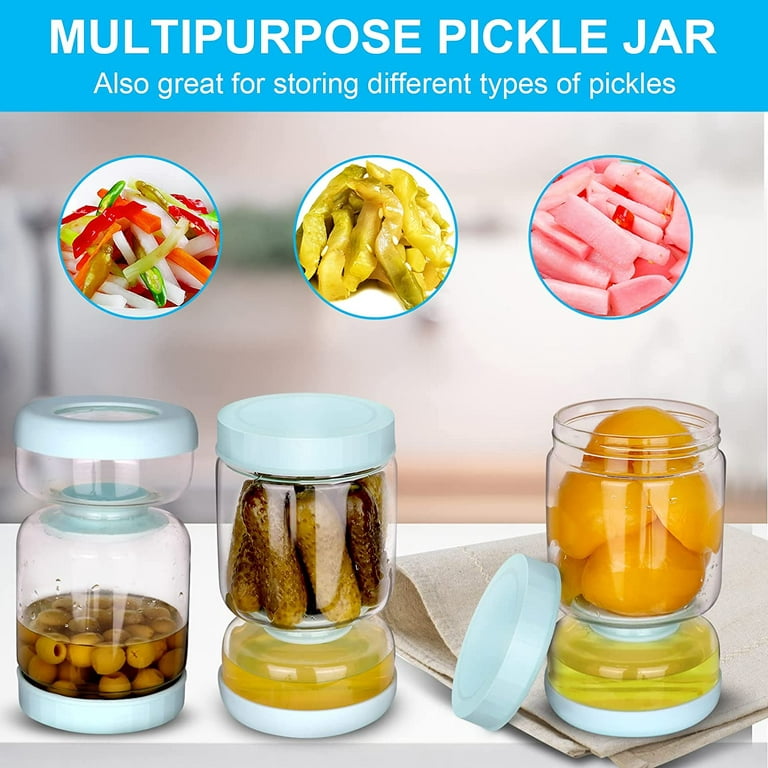 Olive Pickle Hourglass Jar, Pickle Jar Container with Strainer