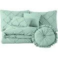 thumbnail image 5 of Chezmoi Collection Sydney 7-Piece Pinch Pleat Comforter Set, Lightweight Pintuck Bedding for All Season, Full, Seafoam Green, 5 of 7