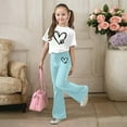 thumbnail image 2 of 2 Piece Outfits Sets Girls Short Sleeve Heart T-Shirt Top and Flared Pants Set Spring Clothes Cute Clothes 8-9 Years, 2 of 4