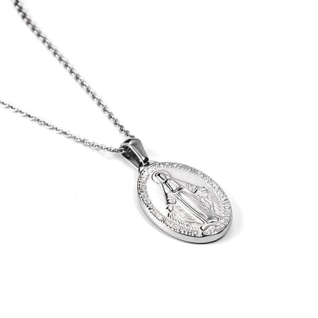 Lovelords Classic Christian Virgin Mary 14K Yellow Gold Pendant Necklace Women's Religious Lucky Prayer Amulet Good Luck Jewelry Gift