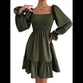 thumbnail image 2 of Vestido Mini de Fiesta Fluido con Escote Cuadrado, Larga, Volantes y Farol para Mujer Verde L, 2 of 10