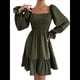 thumbnail image 2 of Vestido Mini de Fiesta Fluido con Escote Cuadrado, Larga, Volantes y Farol para Mujer Verde XXL, 2 of 10