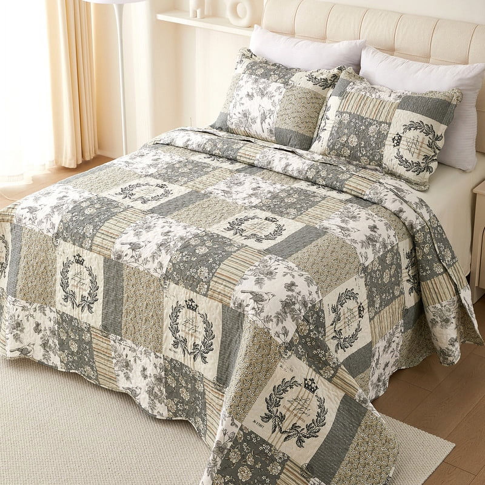 Reversible Lightweight Quilts 3pcs Bedding Set Multi Patterned Coverlet