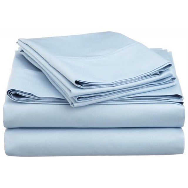 Cotton Rich 600 Thread Count Solid Sheet Set Olympic Queen-Light Blue