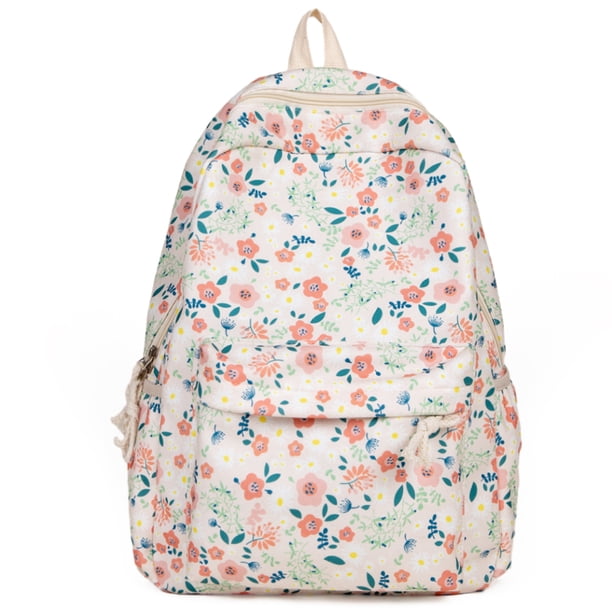 Mochila Informal Wdftyju para Estudiantes con Flores 2409 Color blanco