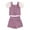 Purple, variant on Aojekbee Kids Girls Summer Ribbed Outfit Daisy Print Mesh Short Sleeve T-Shirt and Elastic Shorts Set Cute Summer 2 Piece Clothes