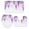 thumbnail image 2 of Purple Flowers Bathroom Rugs Set Watercolor Wisteria Flowers Plant Farmhouse Non Slip Absorbent Soft Bath Mats 3 Piece Set with Bathroom Rug, U-Shaped Floor Mat, Toilet Seat Cover Small Size, 2 of 9