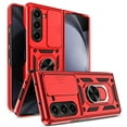 thumbnail image 2 of Elegant Choise Case with Ring Stand and Slide Camera Lens for Samsung Galaxy Z Fold 5 5G, Red, 2 of 16