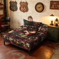 thumbnail image 4 of Manfei Patriotic US Flag Twin Sheets, Camo Leaf Bedding, Red Brown Green, Black Reversible 3pcs (1 Flat Sheet, 1 Fitted Sheet and 1 Pillowcase), 4 of 6
