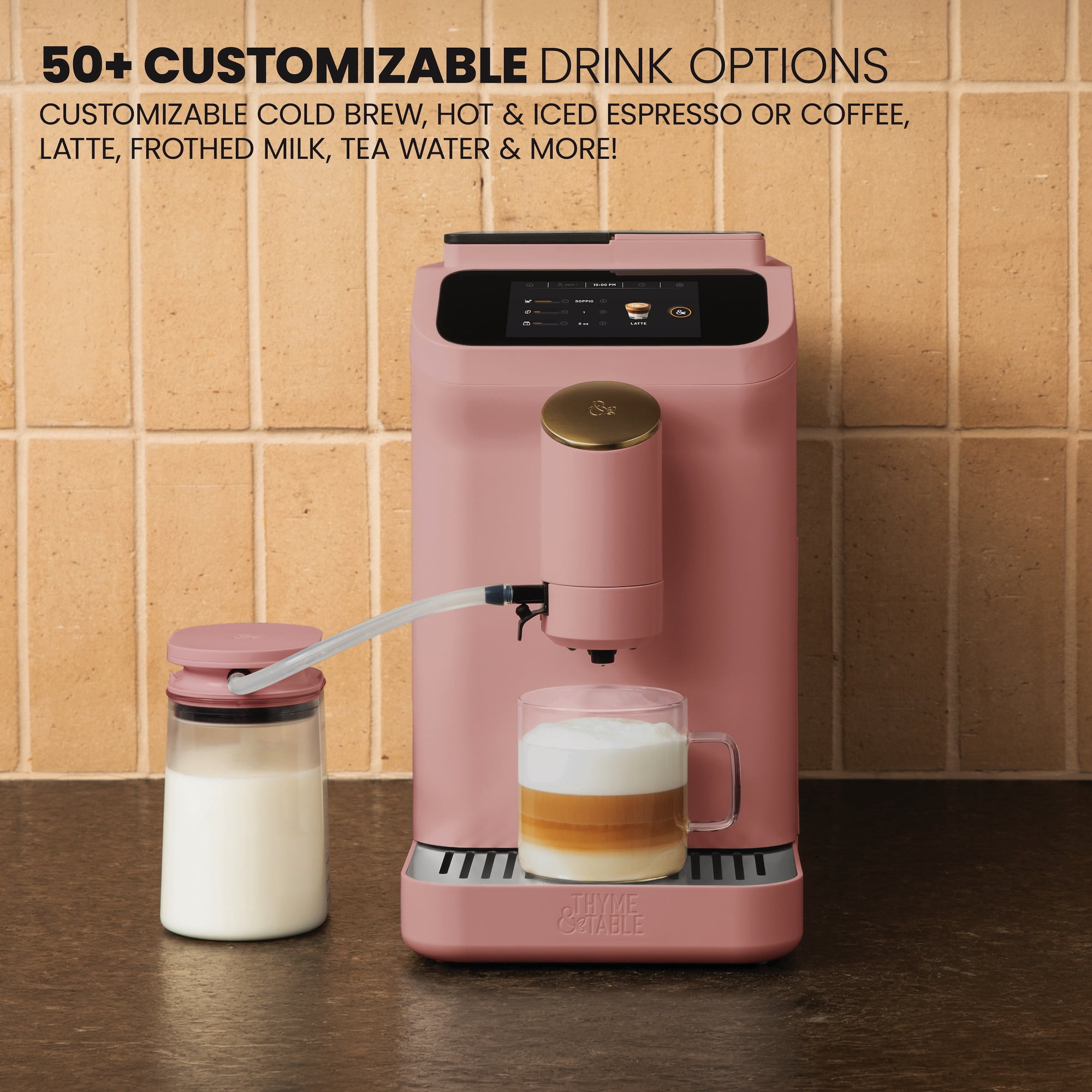 Thyme & Table Fully Automatic Espresso Machine, Faded Rose
