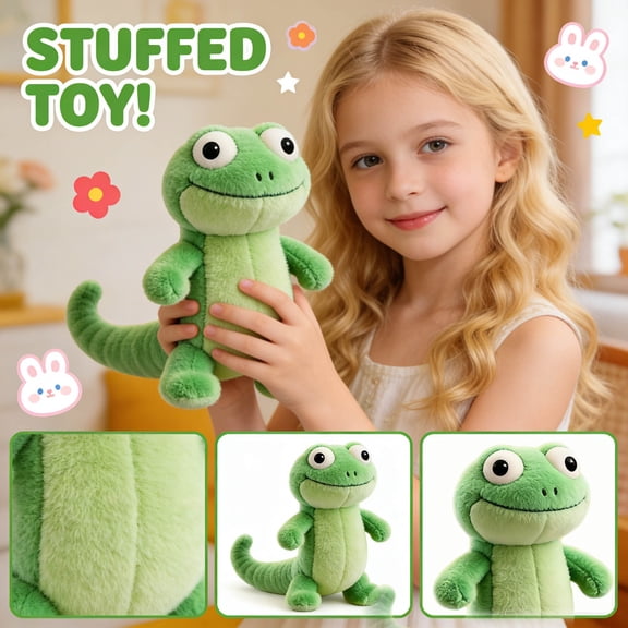 Cute Green Lizard Anime Plush Toy -5.9in Soft Hugging Stuffed Animal for Collecting, Gifting & Cozy Cuddles
