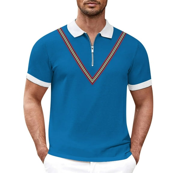 Sngxgn Men's Classic Fit Short Sleeve Polo Shirt(Blue,XXXL)
