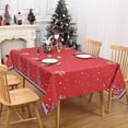 thumbnail image 3 of ZACOO Christmas Tablecloth 54 x 70 Inch, Xmas Tree Star Table Cloth Waterproof and Washable Holiday Decorative Table Cover for Outdoor Indoor Party Kitchen, Red, 3 of 4