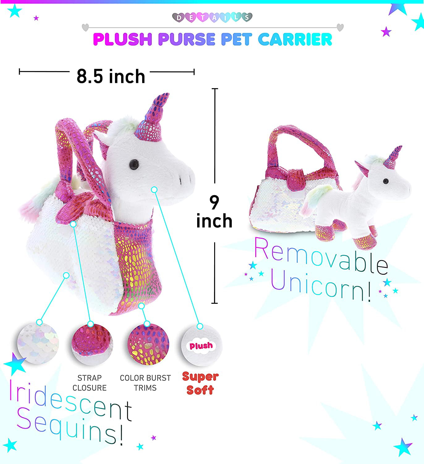 Ecore Fun 7 Pcs Doll Pet and Accessories Girl Toys Set Included Cute  Unicorn Pet,Carrier Bag,Blanket,Food Bowl,Ball,Nest,Toys for 3+ Year Old  Girls