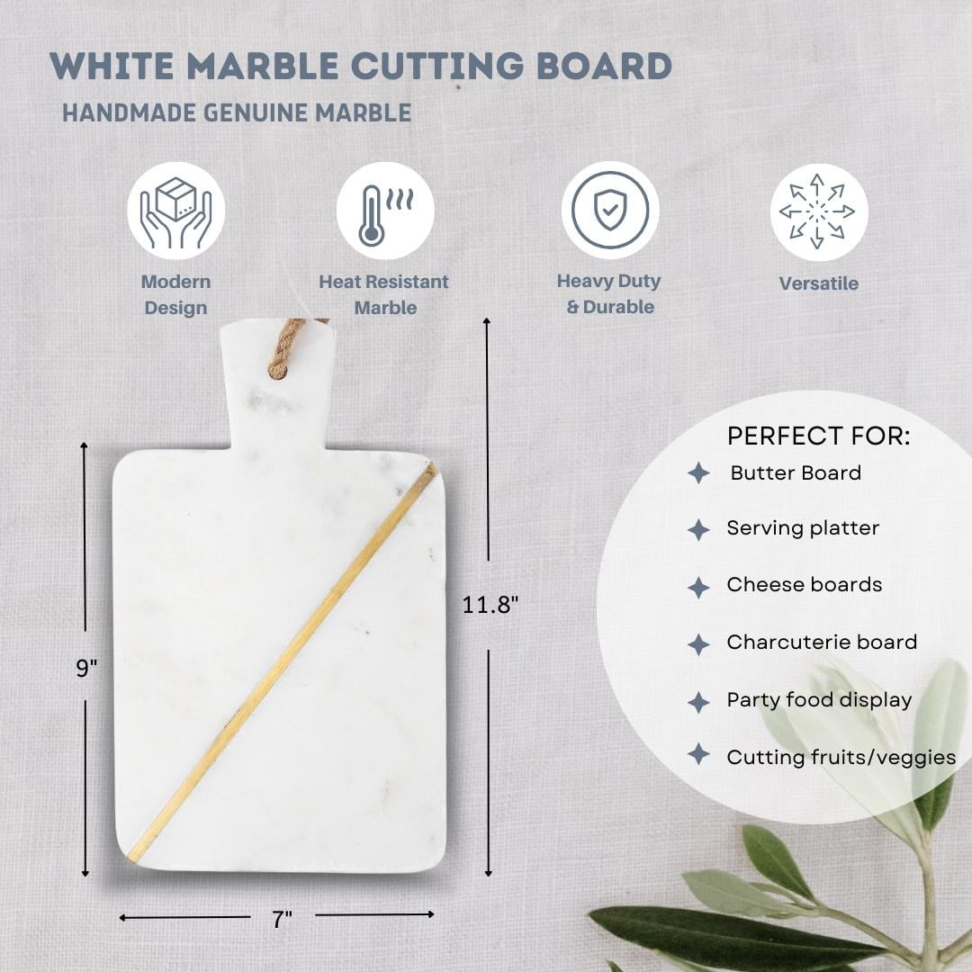 LEXI HOME Marble Collection 12 in. Square White Marble Cutting Board with  Wood Accents LB6003 - The Home Depot