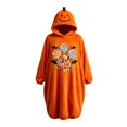 thumbnail image 5 of YUEHUA Unisex Plush Relax Loungewear, Adult Hooded Zipper Halloween Sleep Onesie, Cute Pumpkin Face Print Breathable Warm One Piece Jumpsuit for Men Women, 5 of 5