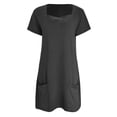 thumbnail image 4 of HXWCHs Robes Décontractées Robe d'Été Décontractée pour Femmes Tenue Col Rond Couleur Unie Confortable Respirante Élégante avec Leggings Gris m, 4 of 5