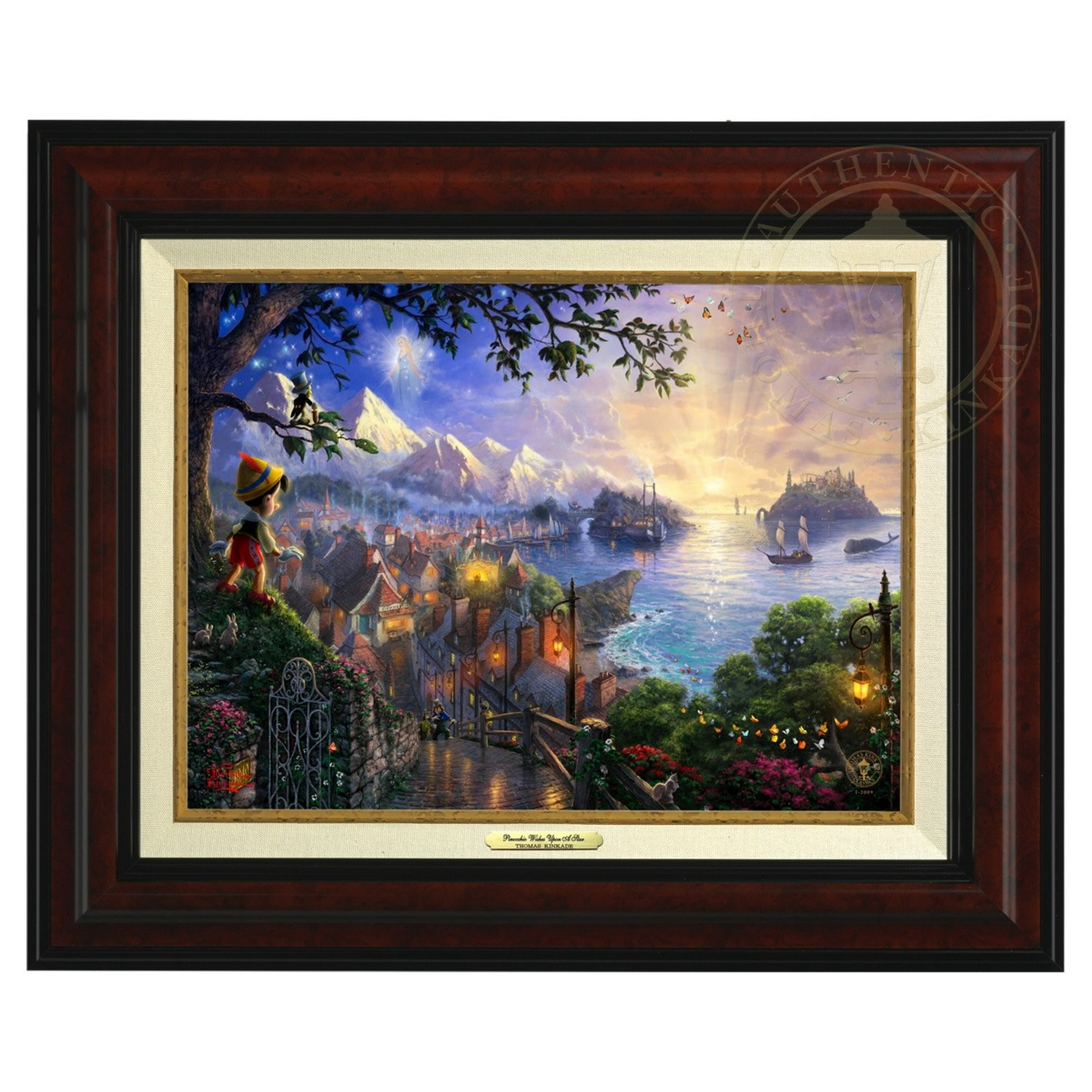 Thomas Kinkade Pinocchio Wishes Upon A Star Canvas Classic Burl Frame Walmart Canada