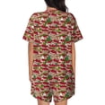 thumbnail image 6 of Rateoe Red Houses Pattern Women's Short-Sleeved Pajama Set - 2 Piece Soft and Lightweight Sleepwear Set-Medium, 6 of 7