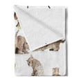 thumbnail image 2 of Cat Soft Flannel Fleece Throw Blanket, Illustration of Funny Playful Cats on Plain Background Animals Kitten Pattern, Cozy Plush for Indoor and Outdoor Use, 50" x 70", Brown Black White, by Ambesonne, 2 of 5