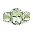 thumbnail image 5 of White Sterling Silver Ring Band Gemstone Prasiolite Oval Green Cushion, 5 of 6
