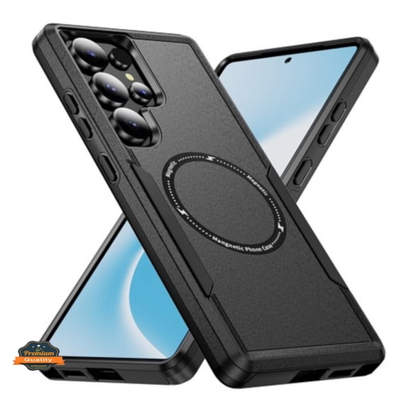 For Samsung Galaxy S25 S25 Plus /S24 Case, Heavy Duty Rugged & Dual-Layer Protection and Magnetic Circle Compatible with Magsafe Shockproof Phone Cover (Black)