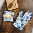 thumbnail image 5 of Pioneer Flower Kitchen Oven Mitt and Pot Holder Sets 2 Pcs for Baking, Cooking and Grilling, Heat Resistant Up To 392 °F, 5 of 7