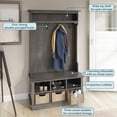 thumbnail image 2 of Twin Star Home 40" Hall Tree with Open Storage and Included Baskets, Weathered Gray, 2 of 10