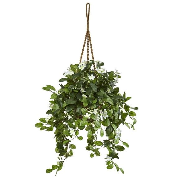 Nearly Natural Stephanotis Flowering Artificial Plant in Hanging Basket