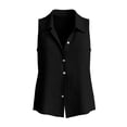 thumbnail image 6 of Lcziwo Cotton Linen Tops for Women Button Down V Neck Sleeveless Blouses Collared Gauze Casual Loose Fit Shirts Black,XL, 6 of 6