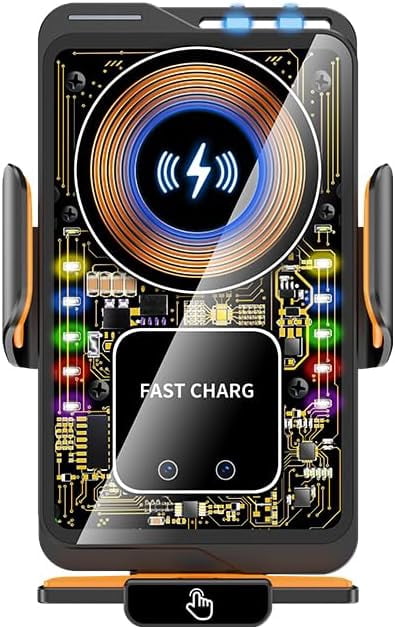 Wireless Car Charger & Phone Mount - 15W Auto-Clamping Air Vent Holder for iPhone 16/15/14, Samsung Galaxy S24/S23/S22, etc，66W High Power with Magnetic Suction Adapter (Transparent White)