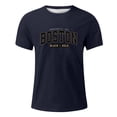 thumbnail image 3 of NinXxx Men's Oversized City Print Crew Neck Loose Casual Sports Tee Navy M, 3 of 5