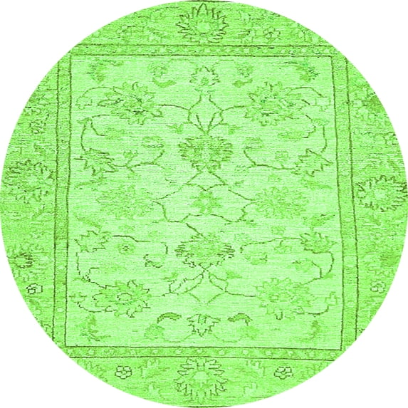 Ahgly Company Indoor Round Oriental Green Traditional Area Rugs, 5' Round