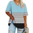 thumbnail image 2 of Ashirexll Hauts pour Femmes Tendance, Chemise de Base Imprimée à Manches Courtes et Col en V pour Femmes Grande Taille, 2 of 4
