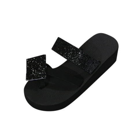 

Summer Fashion Rhinestone Ladies Holiday Rubber Sole Beach Wedge Flip Flops