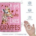 thumbnail image 4 of A Girl Who Likes Giraffes Shower Curtain for Bathroom, Cartoon Funny Animals Pink Rose Heart Pink Waterproof Cloth Fabric Bathroom Accessories Set with 12 Rust Proof Plastic Hooks, 36"x72", 4 of 9