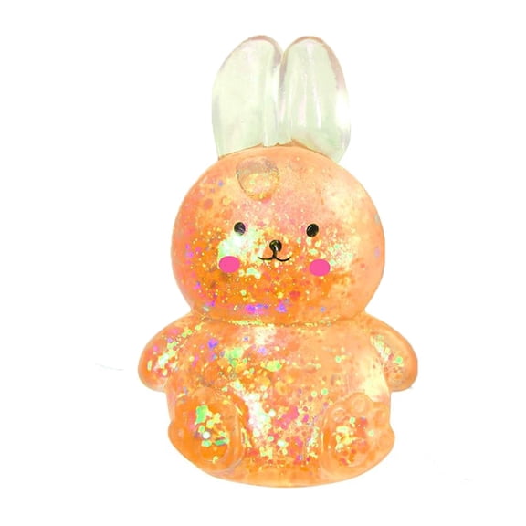 Glitter Bunny Squishy Relaxation Toy with Soft Gel and Sparkle Design, Easter Basket Stuffer for Kids, Squeeze Toy