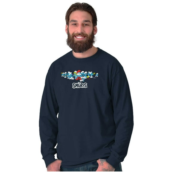 Smurfs Retro 80s Cartoon Characters Long Sleeve TShirt Men Women Brisco Brands S